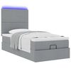 vidaXL Bed poef met matras en LED's stof 80x200 cm lichtgrijs
