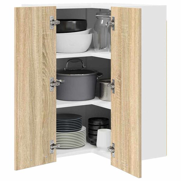 vidaXL Hangkast Sonoma Eik en Wit 57 x 57 x 80 cm Bewerkt hout