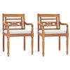 vidaXL Stoelen Batavia 2 st met kussens massief teakhout