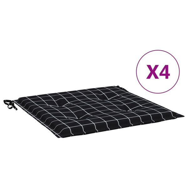 vidaXL Tuinstoelkussens 4 st ruitpatroon 50x50x4 cm stof zwart