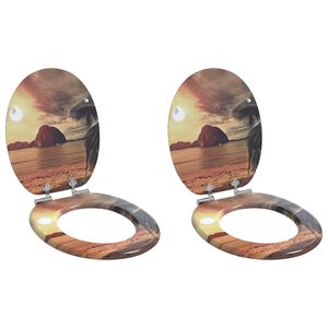 vidaXL Toiletbril 2 pcs Oranje 44 x 38 cm MDF-plaat