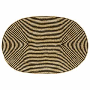 vidaXL Gebied Tapijt Naturel en Zwart 122 x 183 cm Jute