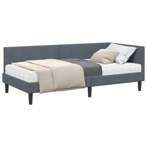 vidaXL Hoekbedframe met Matras Anders 2 pcs Grijs Fluweel