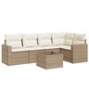 vidaXL 6-delige Loungeset met kussens poly rattan beige