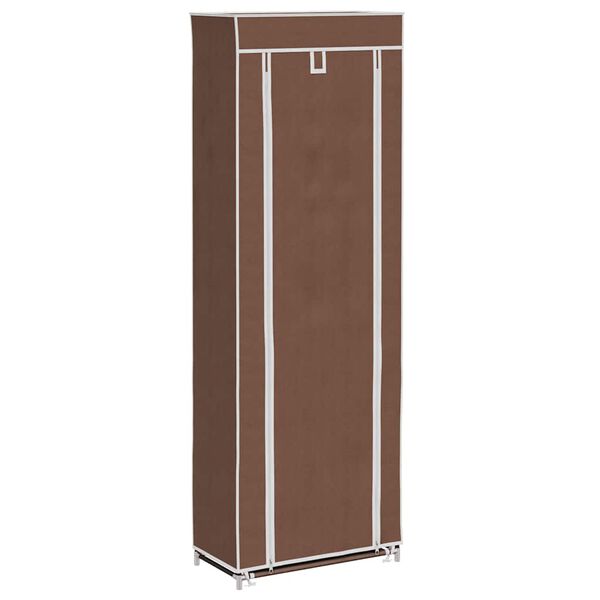vidaXL Stoffen schoenenrek met hoes 162 x 57 x 29 cm bruin