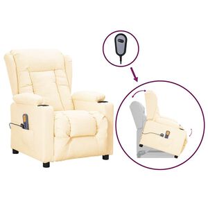 vidaXL Sta-op-massagestoel kunstleer cr&egrave;mekleurig