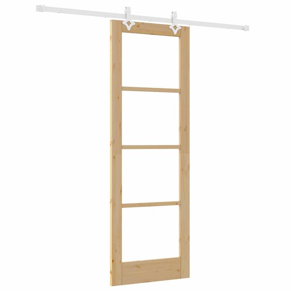vidaXL Schuifdeur Naturel 73,5 x 211 cm Massief grenenhout en glas