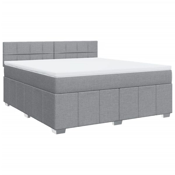 vidaXL Boxspring met matras stof lichtgrijs 180x200 cm