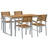 vidaXL Tuin eettafelset 5 pcs Grijs Massief Acaciahout