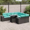 vidaXL 9-delige Loungeset met kussens poly rattan acacia zwart