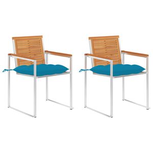 vidaXL Tuinstoelen 2 st met kussens massief acaciahout en staal