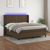 vidaXL Boxspring met matras en LED stof donkerbruin 180x200 cm