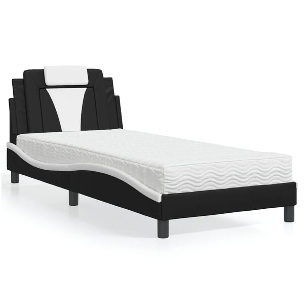 vidaXL Bed "Viana" met matras kunstleer zwart en wit 80x200 cm