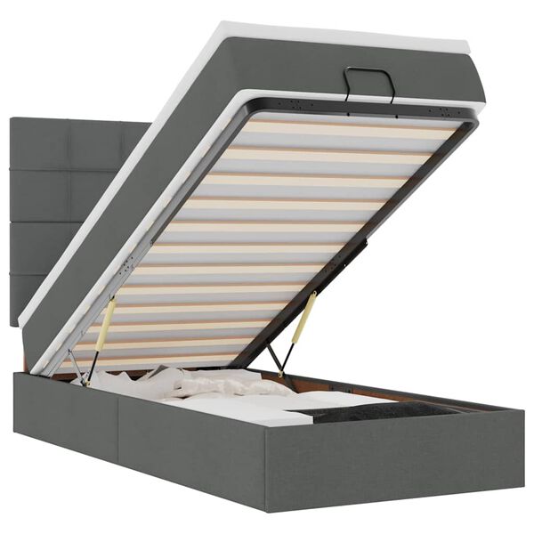 vidaXL Ottoman bed met matras en LED's 90x190cm stof donkergrijs