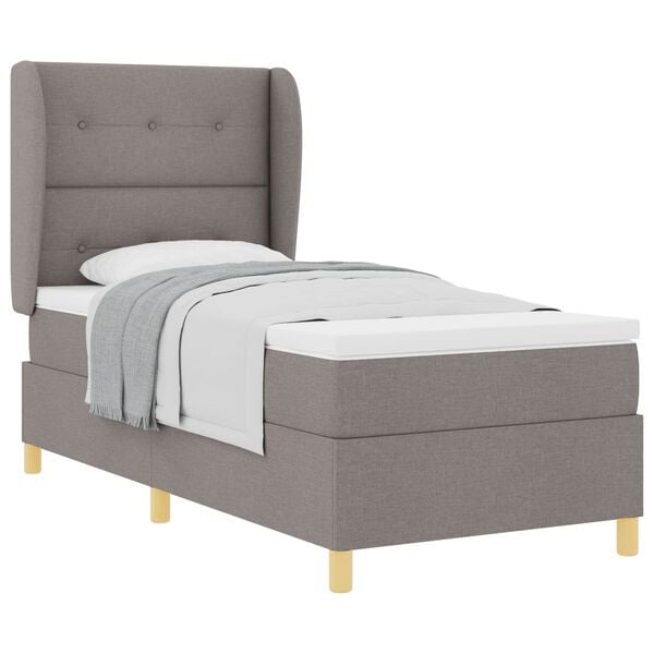 vidaXL Boxspringbed met Matras Donkergrijs 90x190 cm Taupe 80 x 200 cm