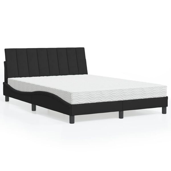 vidaXL Bed met matras "Hanko" fluweel zwart 140x190 cm