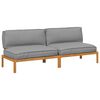 vidaXL Bankstel met kussen Effen 2 pcs Grijs Massief Acaciahout