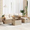 vidaXL 6-delige Loungeset met kussens poly rattan beige