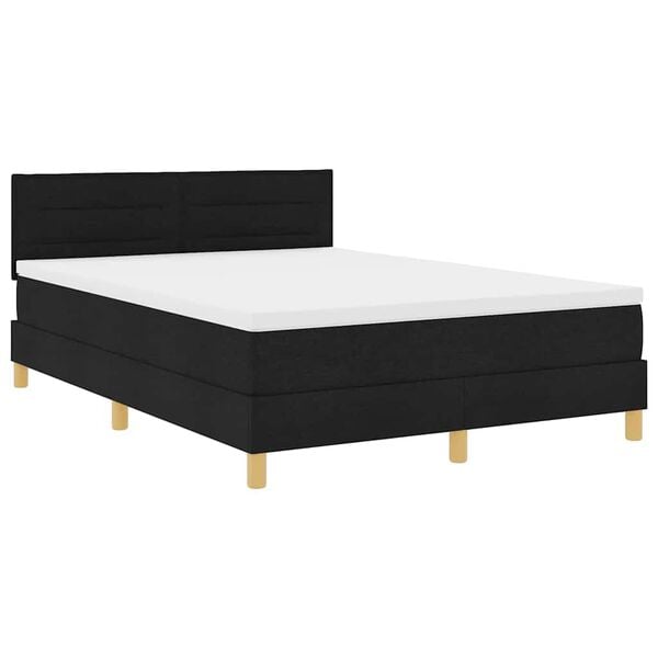 vidaXL LED Box Spring Bed met matras met LED Zwart 140 x 190 cm Stof