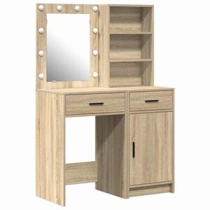 vidaXL Make-up tafel set met LED 2 st Sonoma Eiken Bewerkt hout