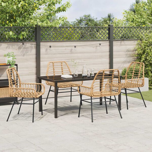 vidaXL Tuin Eetset 5 pcs Bruin poly rattan
