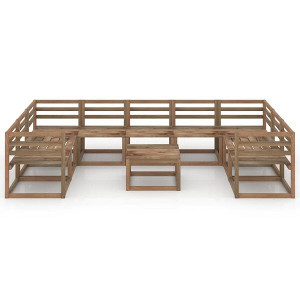 vidaXL 10-delige Loungeset bruin ge&iuml;mpregneerd grenenhout