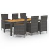 vidaXL 7-delige Tuinset met kussens poly rattan grijs