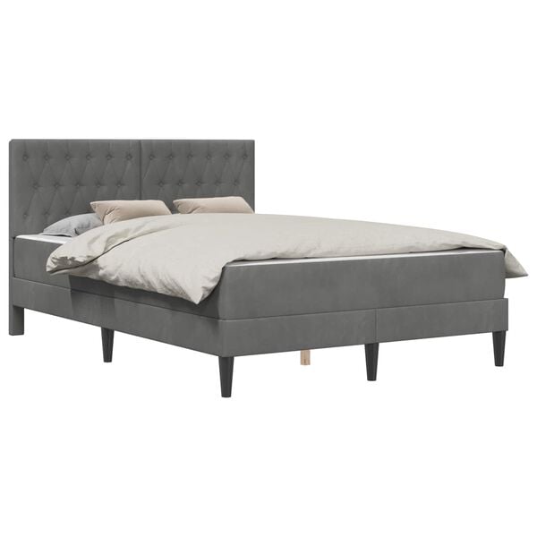 vidaXL Bedframe met matras Donkergrijs 120 x 190 cm Fluweel