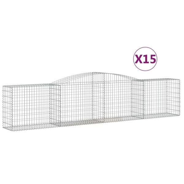 vidaXL Schanskorven 15 st gewelfd 400x50x80/100 cm ijzer