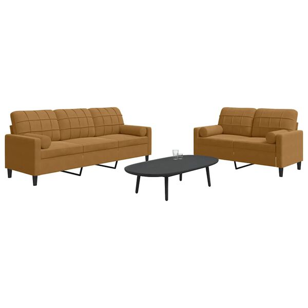 vidaXL 2-delige Loungeset met kussens en bolsters fluweel bruin