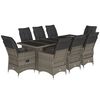 vidaXL 9-delige Bistroset met kussens poly rattan grijs