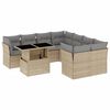 vidaXL 9-delige Loungeset met kussens poly rattan beige