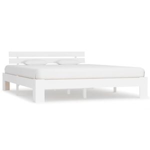 vidaXL Bedframe met hoofdbord massief grenenhout wit 180x200 cm