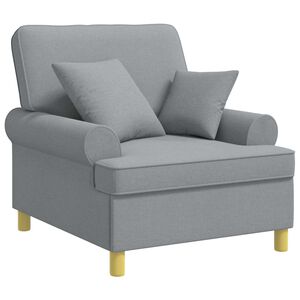 vidaXL XL fauteuil met kussens Lichtgrijs Stof