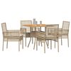 vidaXL Tuin eettafelset 5 pcs Beige poly rattan
