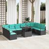 vidaXL Tuin Sofa Set met kussen 11 pcs Zwart en blauw poly rattan