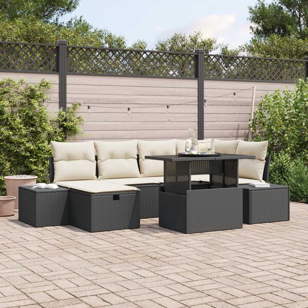 vidaXL Tuin Sofa Set 7 pcs Zwart poly rattan