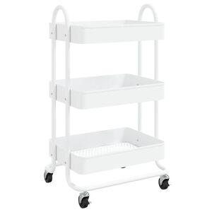 vidaXL Trolley 3-laags 43x34x79 cm staal wit