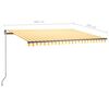 vidaXL Luifel automatisch met LED en windsensor 400x350 cm geel en wit