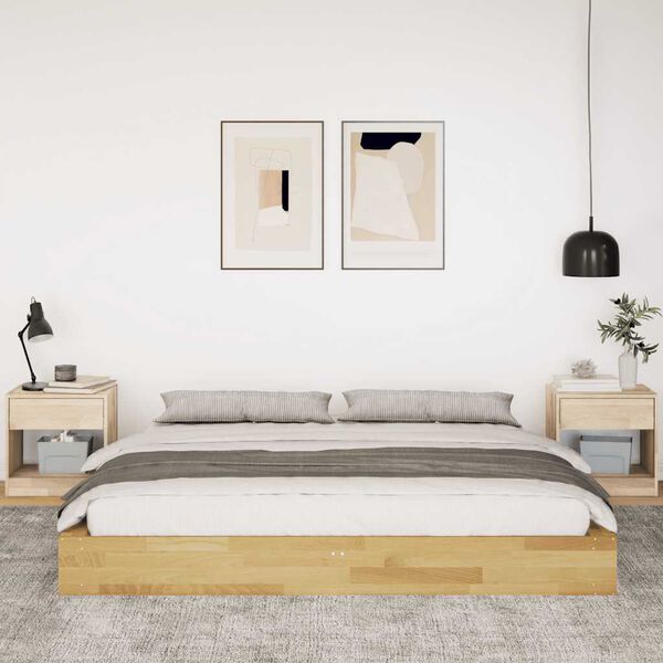 vidaXL Bedframe zonder matras 180x200 cm massief hout eiken