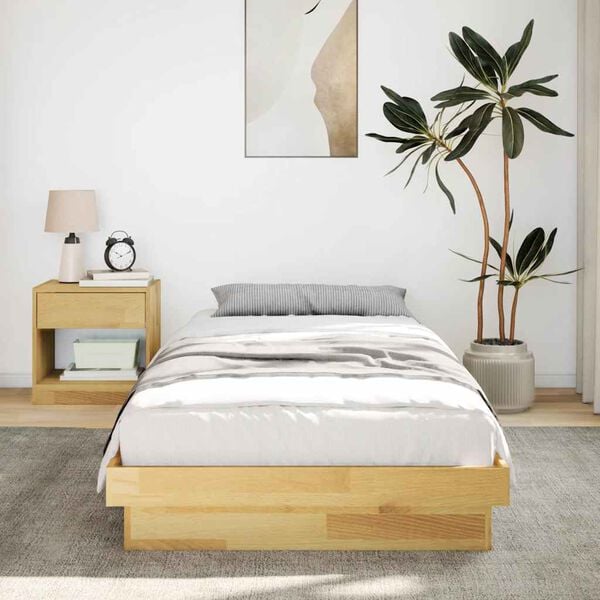 vidaXL Bedframe zonder matras 75x190 cm massief hout eiken
