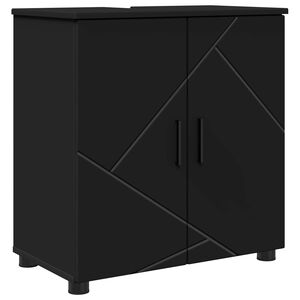 vidaXL Badkamer Kast Zwart 61 x 35 x 64 cm Bewerkt hout, Metaal