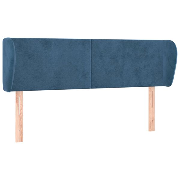 vidaXL Hoofdbord met randen 147x23x78/88 cm fluweel donkerblauw