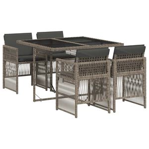 vidaXL 5-delige Tuinset met kussens poly rattan grijs