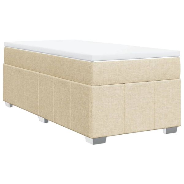 vidaXL Boxspring met matras stof cr&egrave;mekleurig 80x200 cm