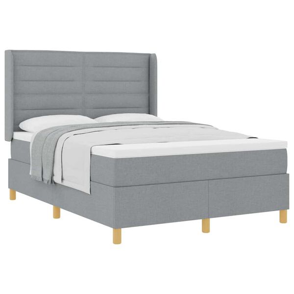 vidaXL Boxspringbed met matras Lichtgrijs 140 x 190 cm Stof