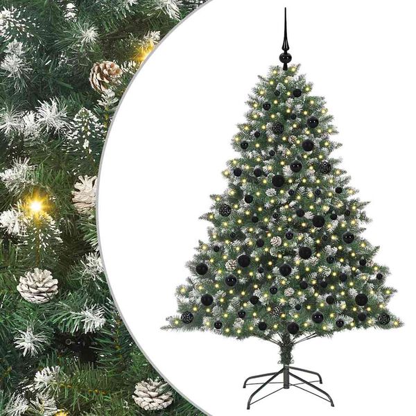 vidaXL Kunstkerstboom met 300 LED Groen 180 cm PVC en Plastic en Staal