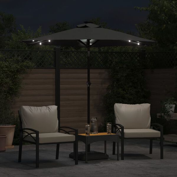 vidaXL Parasol met LED's en stalen paal 225x225x212cm antracietkleurig