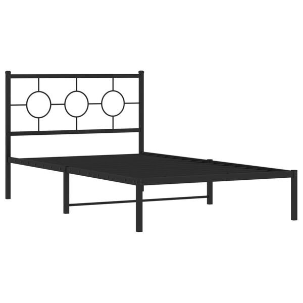 vidaXL Bedframe met hoofdbord metaal zwart 107x203 cm