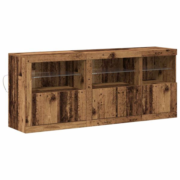 vidaXL LED Sideboard Oudhout 162 x 37 x 67 cm Bewerkt hout